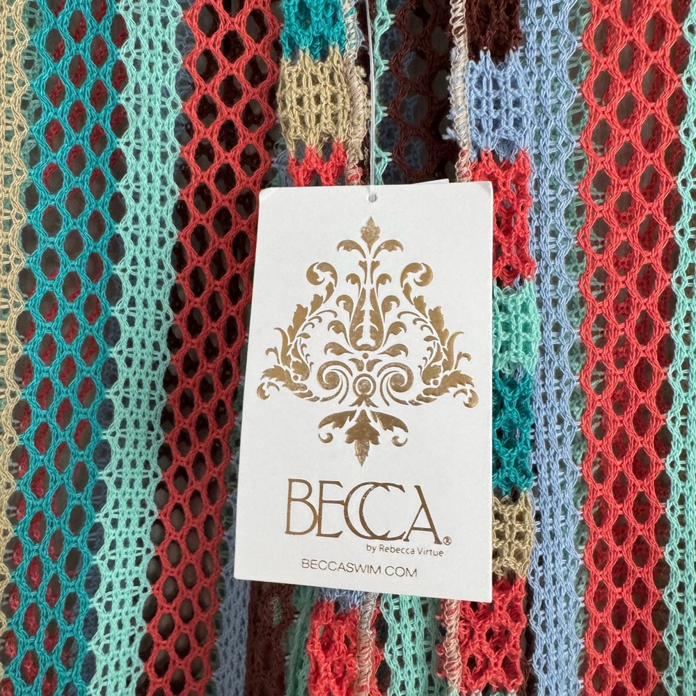 BECCA Crochet Cover-Up pants in Coral, Mint, Light Blue, Brown Sz XS NWT - Picture 5 of 6